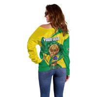 Personalized Brazil Football 2026 Off Shoulder Sweater Born for Glory Let Champions Rise