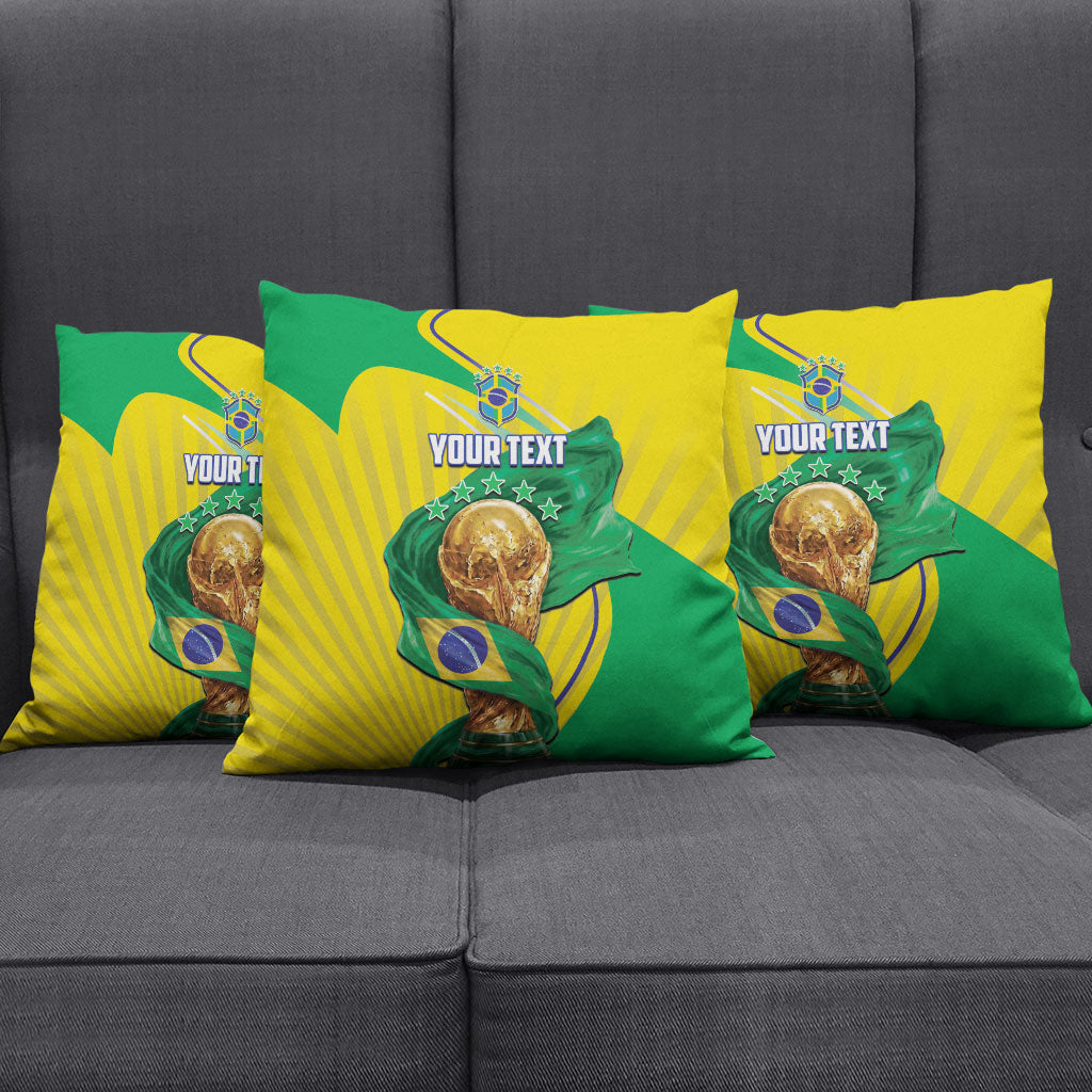 Personalized Brazil Football 2026 Pillow Cover Born for Glory Let Champions Rise