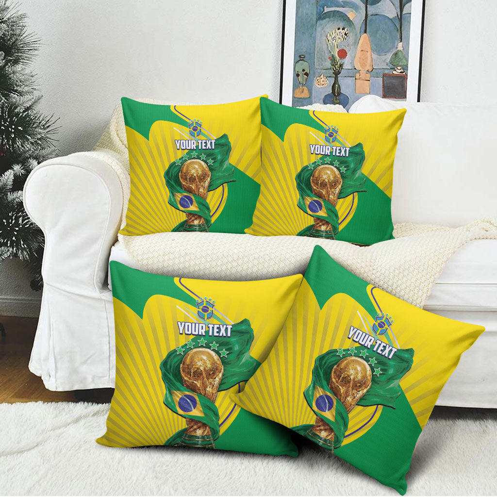 Personalized Brazil Football 2026 Pillow Cover Born for Glory Let Champions Rise