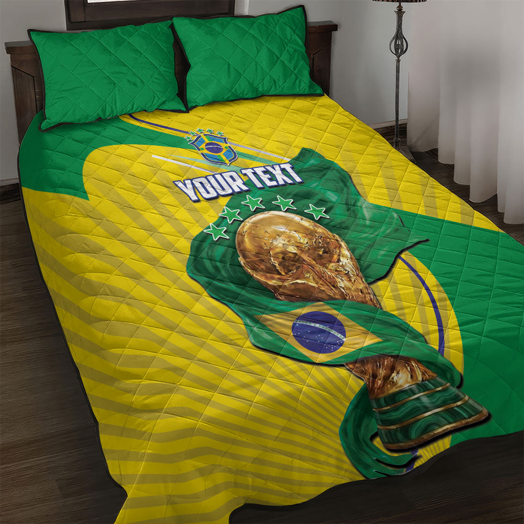 Personalized Brazil Football 2026 Quilt Bed Set Born for Glory Let Champions Rise