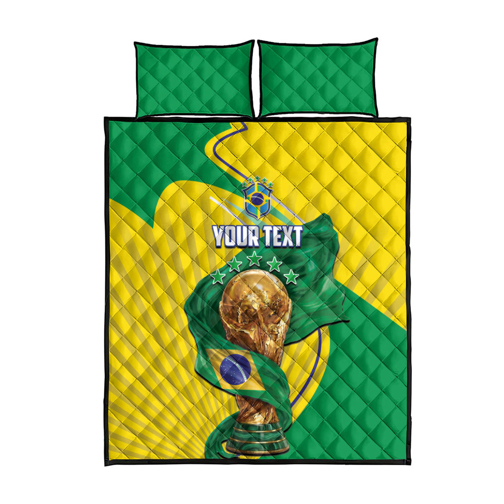 Personalized Brazil Football 2026 Quilt Bed Set Born for Glory Let Champions Rise