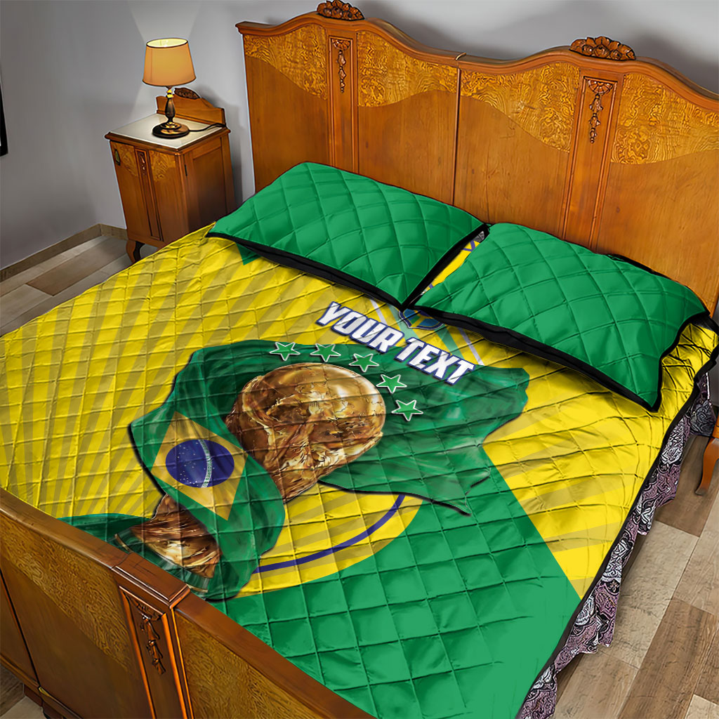 Personalized Brazil Football 2026 Quilt Bed Set Born for Glory Let Champions Rise