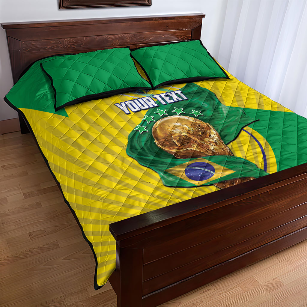 Personalized Brazil Football 2026 Quilt Bed Set Born for Glory Let Champions Rise