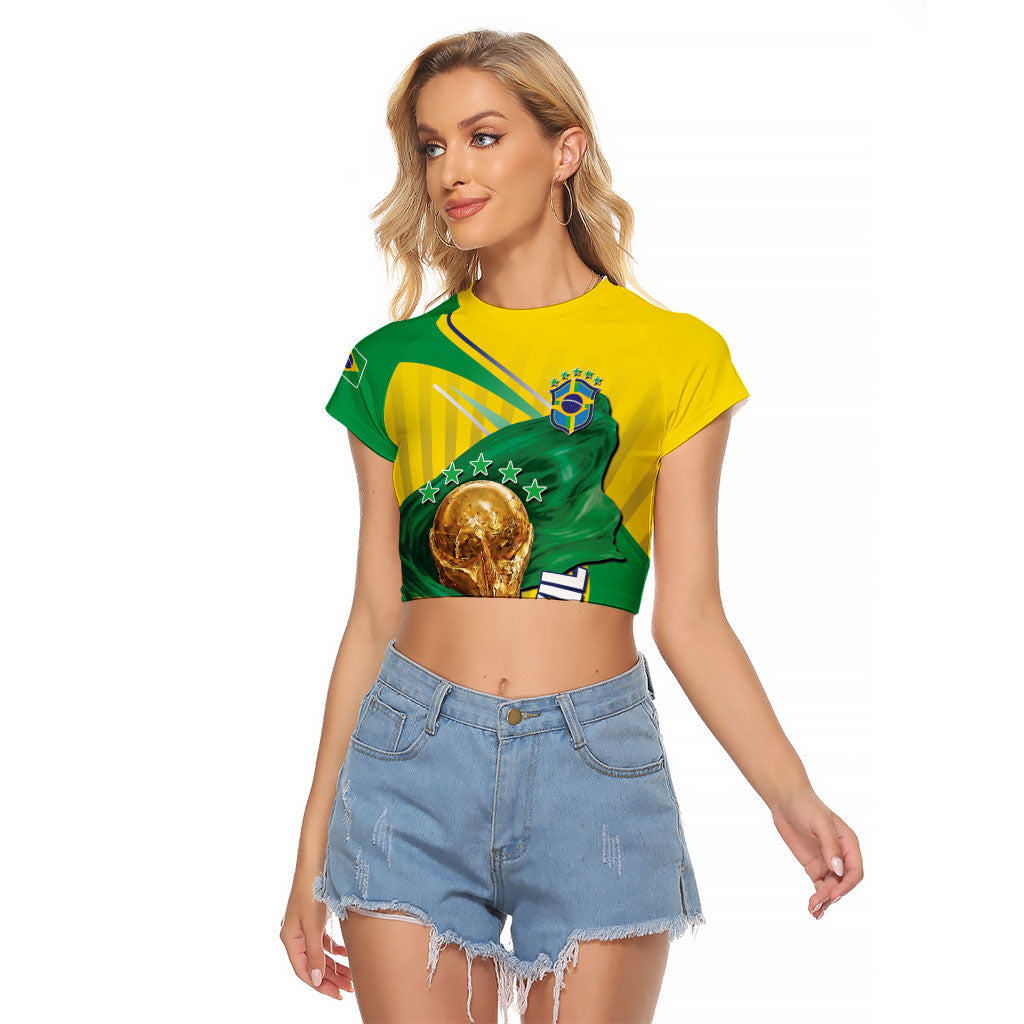 Personalized Brazil Football 2026 Raglan Cropped T Shirt Born for Glory Let Champions Rise
