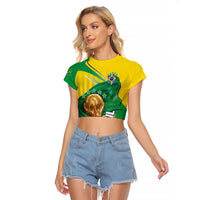 Personalized Brazil Football 2026 Raglan Cropped T Shirt Born for Glory Let Champions Rise