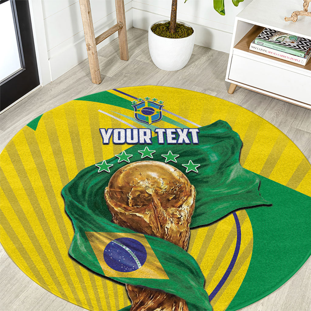 Personalized Brazil Football 2026 Round Carpet Born for Glory Let Champions Rise