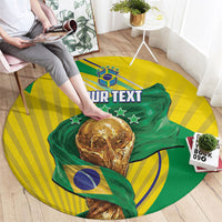 Personalized Brazil Football 2026 Round Carpet Born for Glory Let Champions Rise