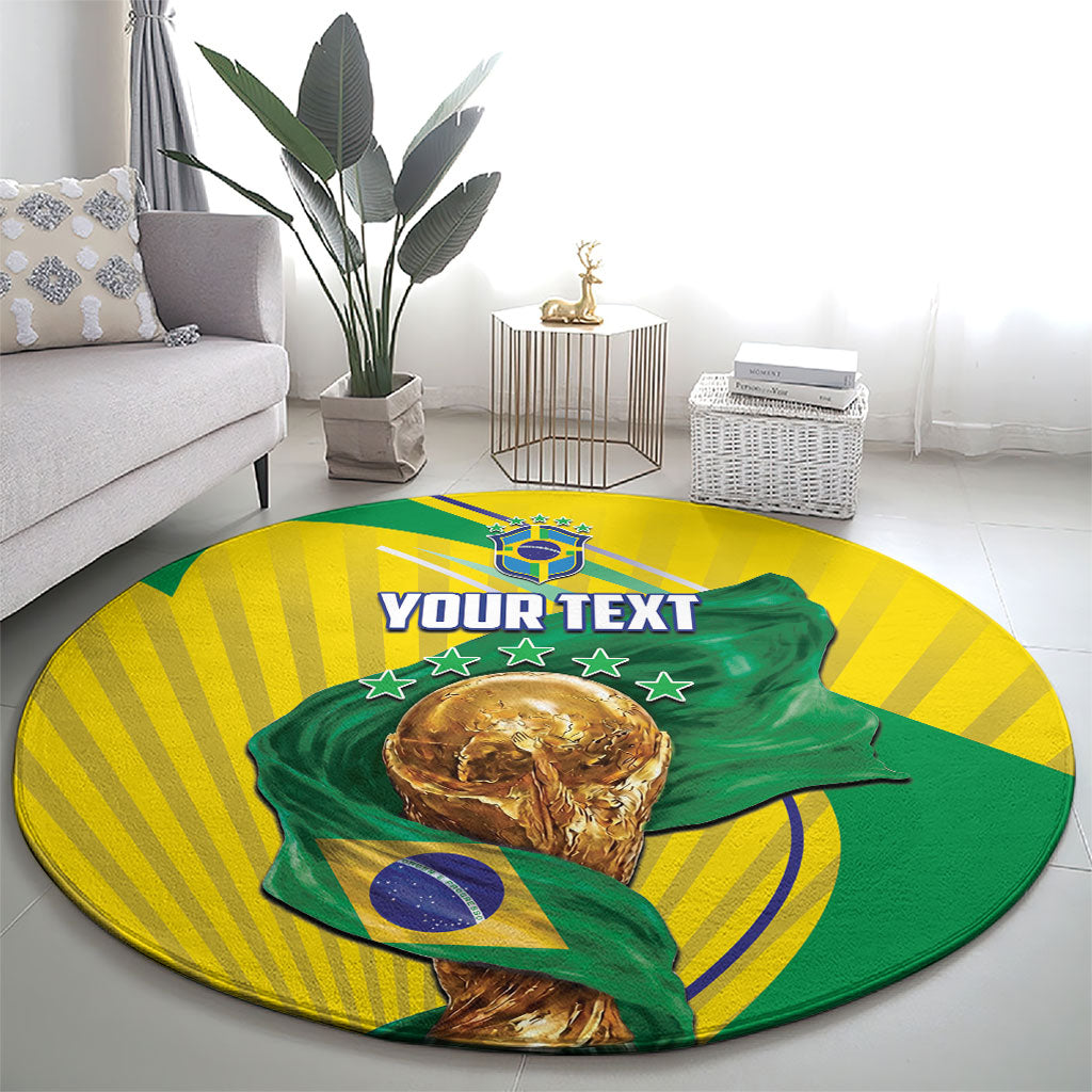 Personalized Brazil Football 2026 Round Carpet Born for Glory Let Champions Rise