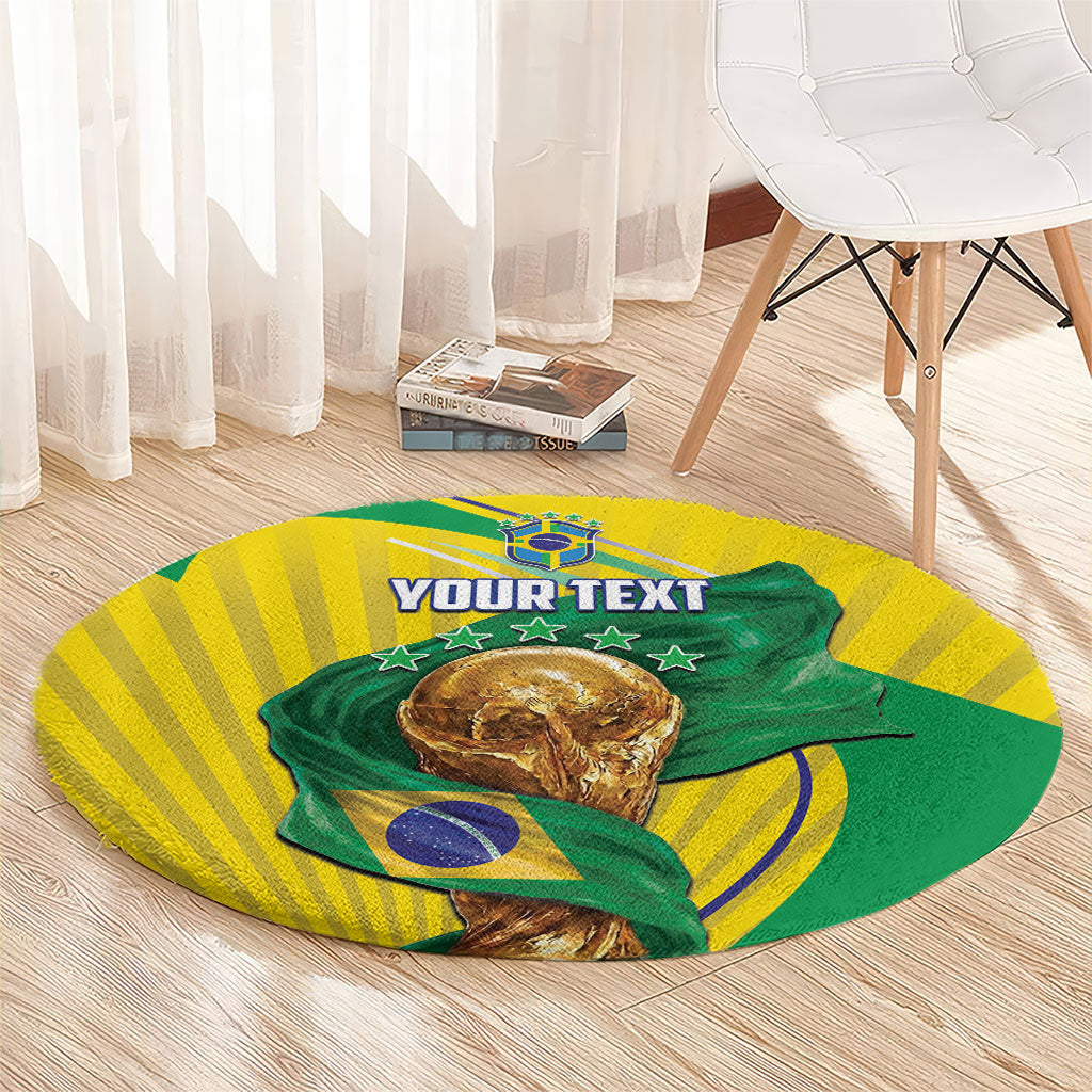 Personalized Brazil Football 2026 Round Carpet Born for Glory Let Champions Rise