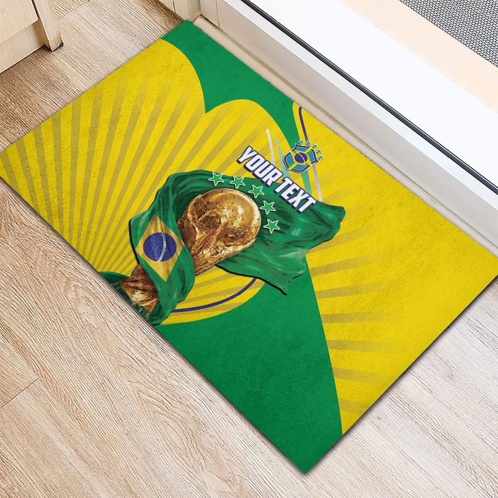 Personalized Brazil Football 2026 Rubber Doormat Born for Glory Let Champions Rise