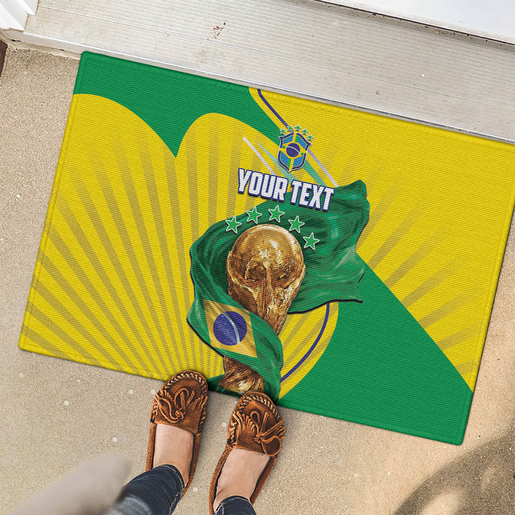 Personalized Brazil Football 2026 Rubber Doormat Born for Glory Let Champions Rise