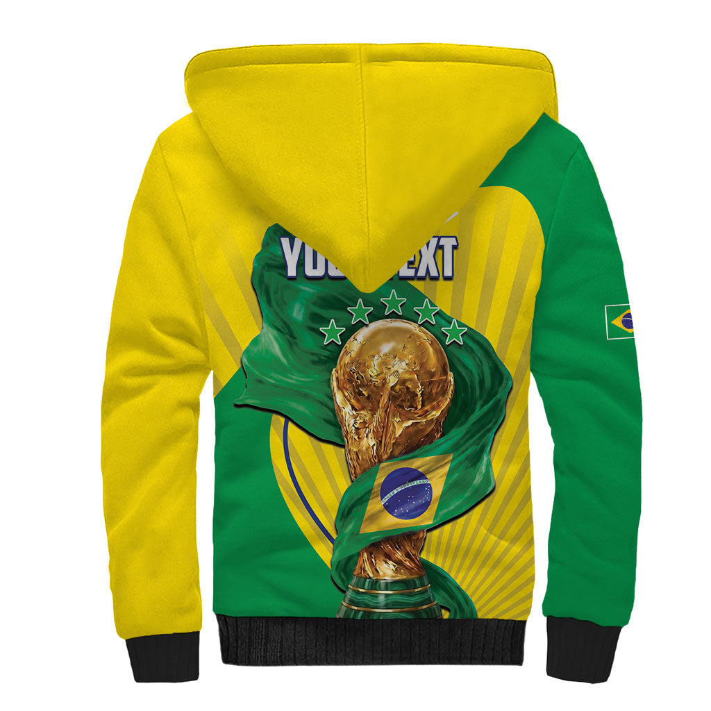 Personalized Brazil Football 2026 Sherpa Hoodie Born for Glory Let Champions Rise