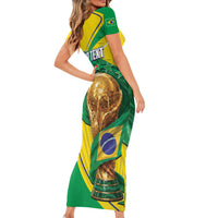 Personalized Brazil Football 2026 Short Sleeve Bodycon Dress Born for Glory Let Champions Rise