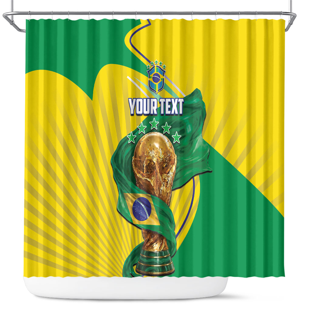 Personalized Brazil Football 2026 Shower Curtain Born for Glory Let Champions Rise
