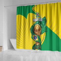 Personalized Brazil Football 2026 Shower Curtain Born for Glory Let Champions Rise