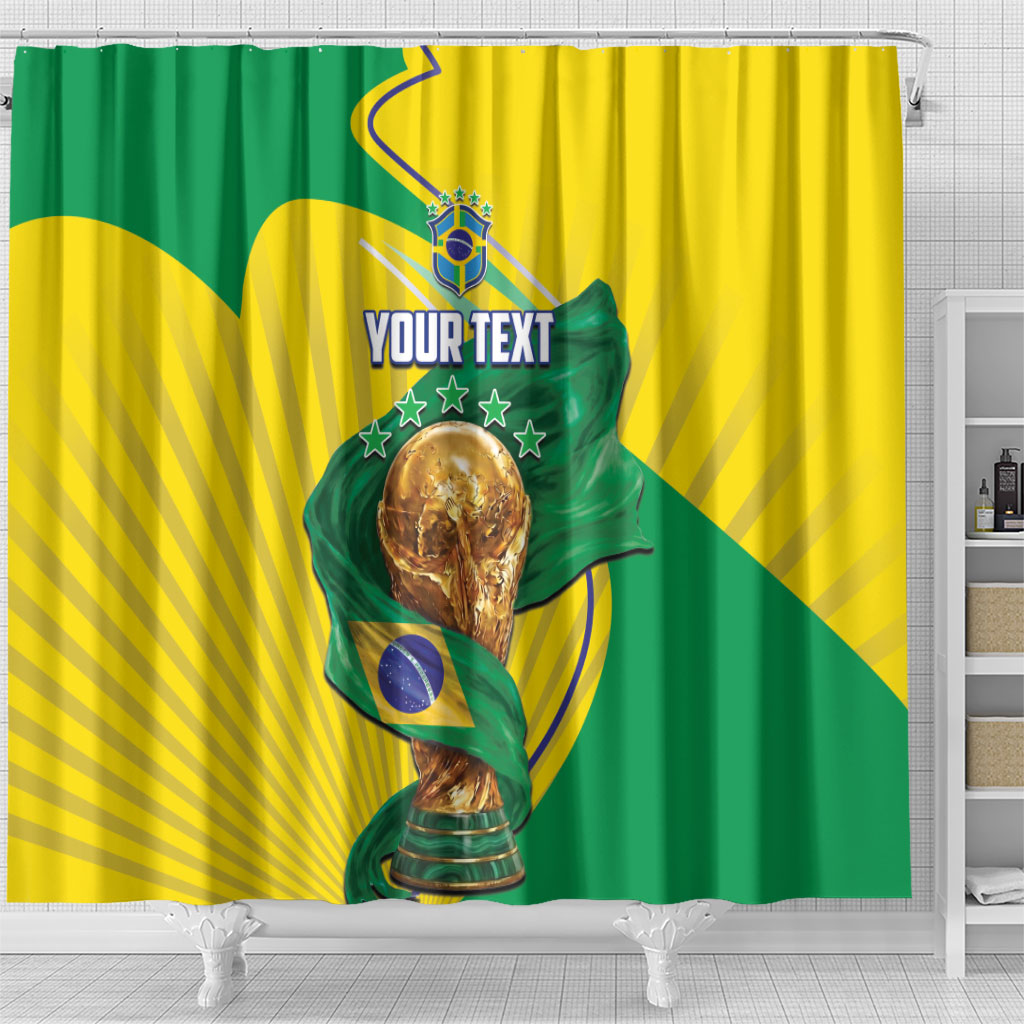 Personalized Brazil Football 2026 Shower Curtain Born for Glory Let Champions Rise