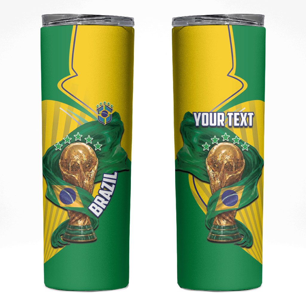 Personalized Brazil Football 2026 Skinny Tumbler Born for Glory Let Champions Rise