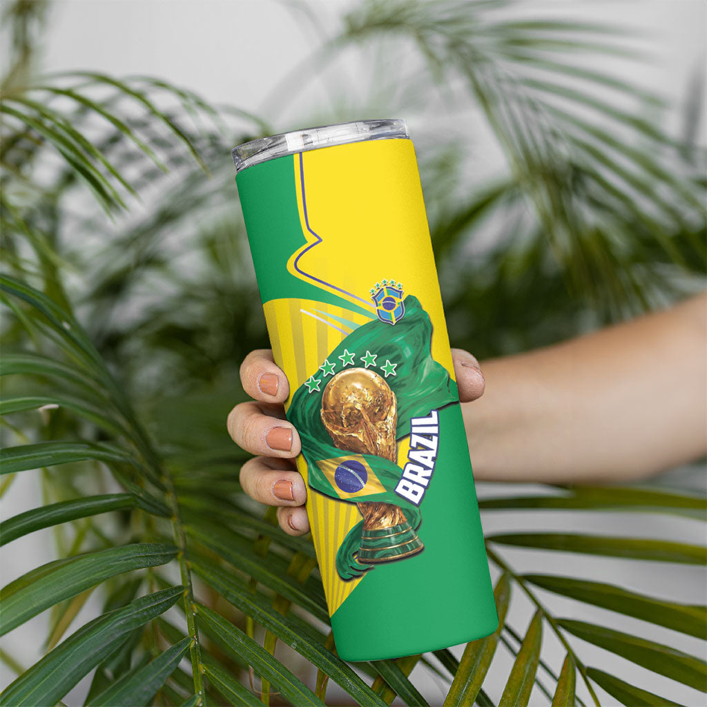 Personalized Brazil Football 2026 Skinny Tumbler Born for Glory Let Champions Rise