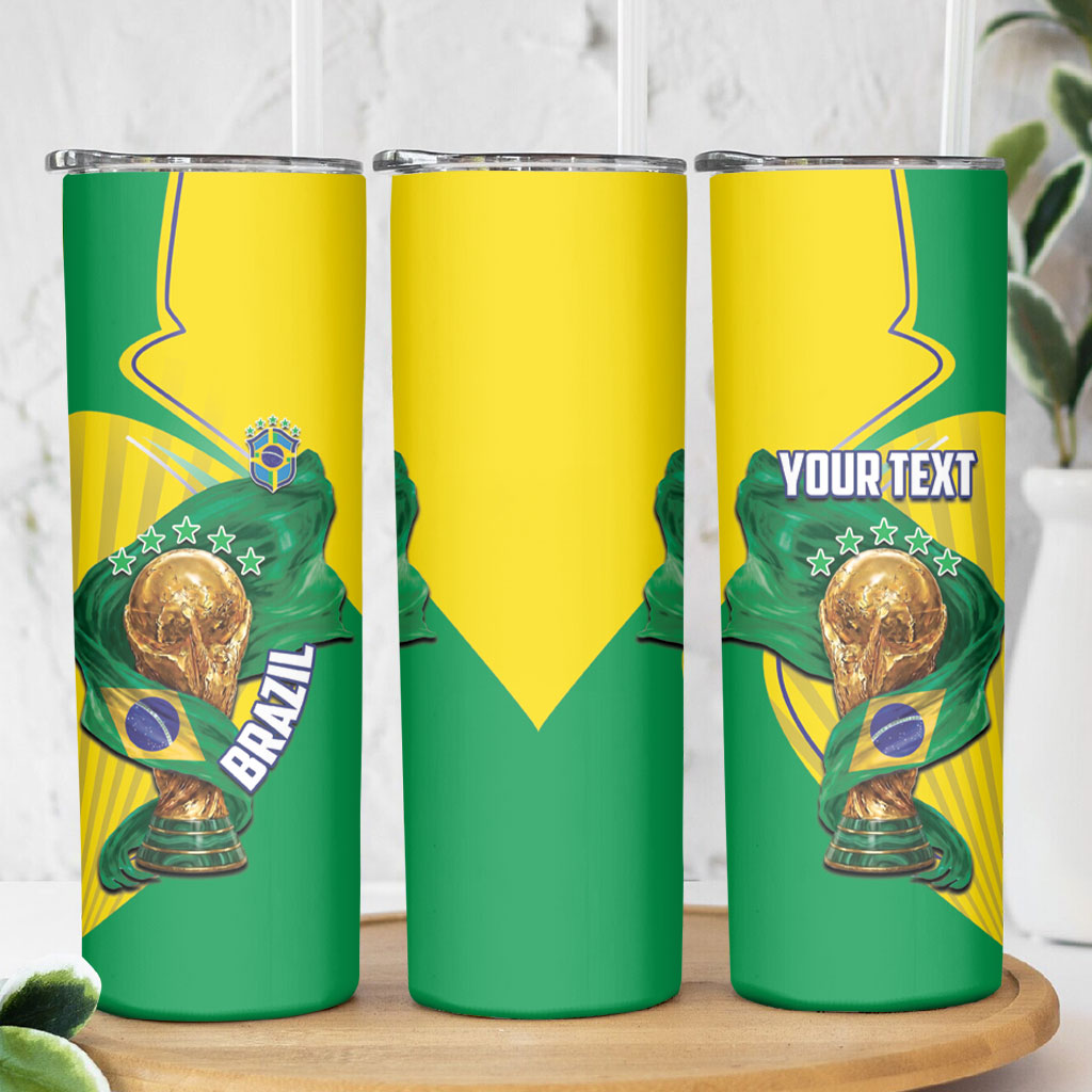 Personalized Brazil Football 2026 Skinny Tumbler Born for Glory Let Champions Rise