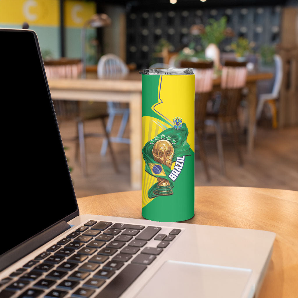 Personalized Brazil Football 2026 Skinny Tumbler Born for Glory Let Champions Rise