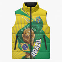 Personalized Brazil Football 2026 Sleeveless Puffer Jacket Born for Glory Let Champions Rise