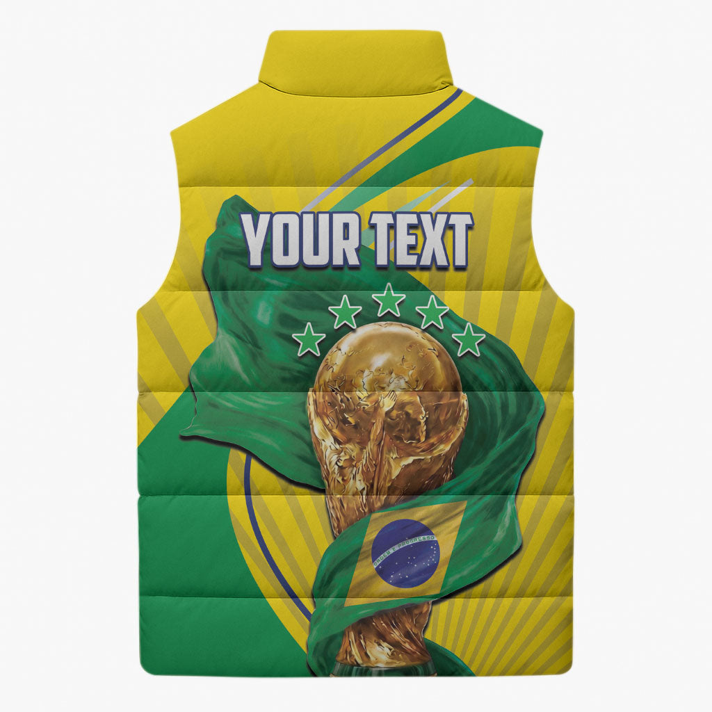 Personalized Brazil Football 2026 Sleeveless Puffer Jacket Born for Glory Let Champions Rise