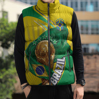 Personalized Brazil Football 2026 Sleeveless Puffer Jacket Born for Glory Let Champions Rise