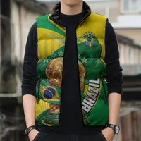 Personalized Brazil Football 2026 Sleeveless Puffer Jacket Born for Glory Let Champions Rise