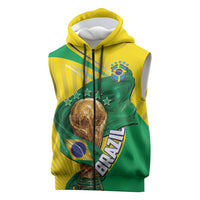Personalized Brazil Football 2026 Sleeveless Zip Hoodie Born for Glory Let Champions Rise