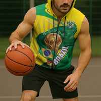 Personalized Brazil Football 2026 Sleeveless Zip Hoodie Born for Glory Let Champions Rise