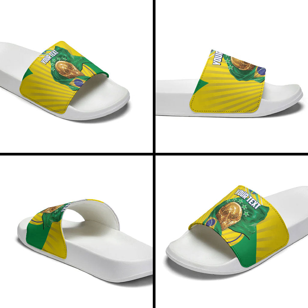 Personalized Brazil Football 2026 Slide Sandals Born for Glory Let Champions Rise
