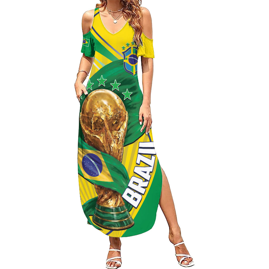Personalized Brazil Football 2026 Summer Maxi Dress Born for Glory Let Champions Rise