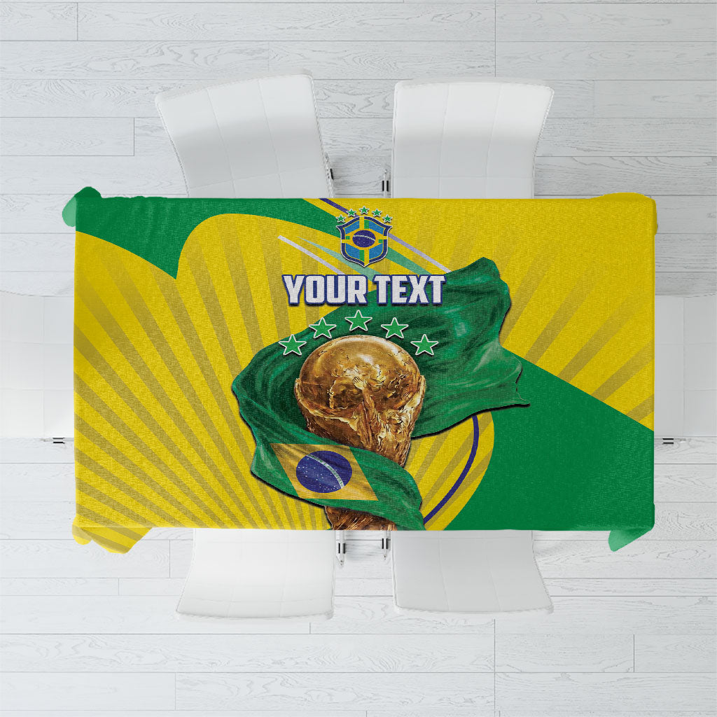 Personalized Brazil Football 2026 Tablecloth Born for Glory Let Champions Rise