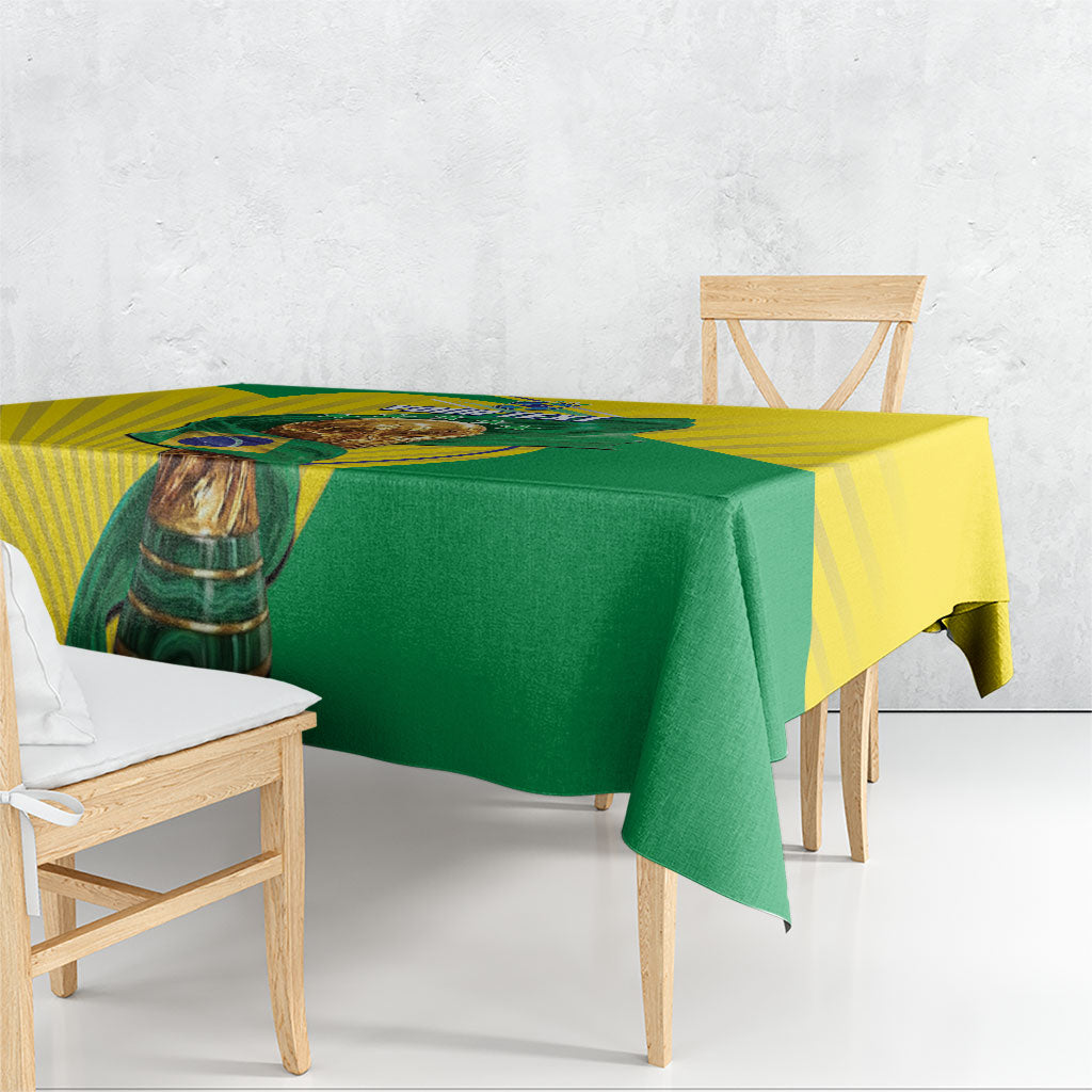 Personalized Brazil Football 2026 Tablecloth Born for Glory Let Champions Rise