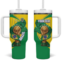 Personalized Brazil Football 2026 Tumbler With Handle Born for Glory Let Champions Rise