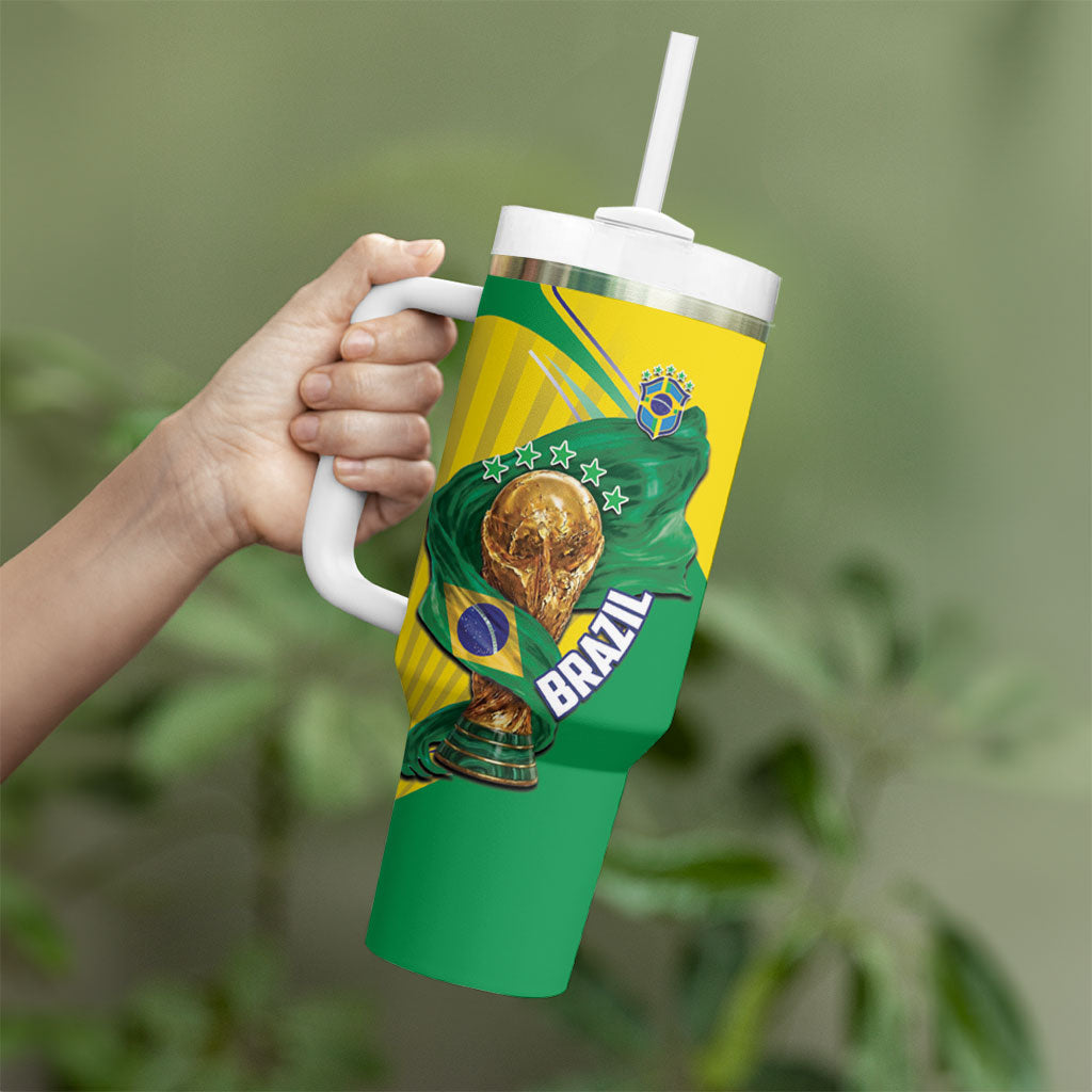 Personalized Brazil Football 2026 Tumbler With Handle Born for Glory Let Champions Rise
