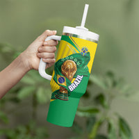 Personalized Brazil Football 2026 Tumbler With Handle Born for Glory Let Champions Rise