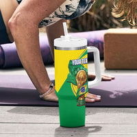 Personalized Brazil Football 2026 Tumbler With Handle Born for Glory Let Champions Rise