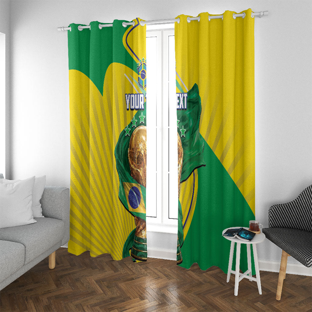 Personalized Brazil Football 2026 Window Curtain Born for Glory Let Champions Rise