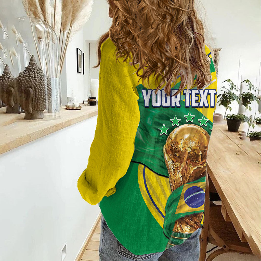 Personalized Brazil Football 2026 Women Casual Shirt Born for Glory Let Champions Rise