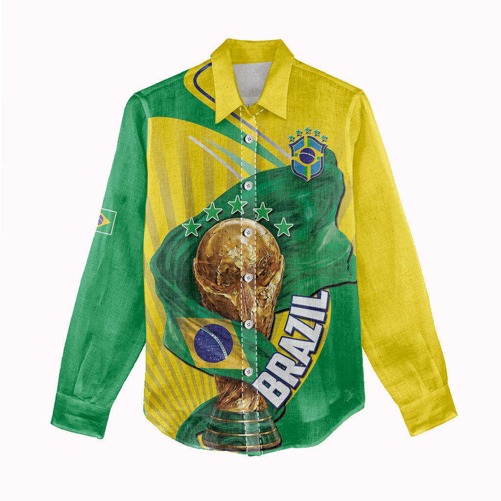 Personalized Brazil Football 2026 Women Casual Shirt Born for Glory Let Champions Rise