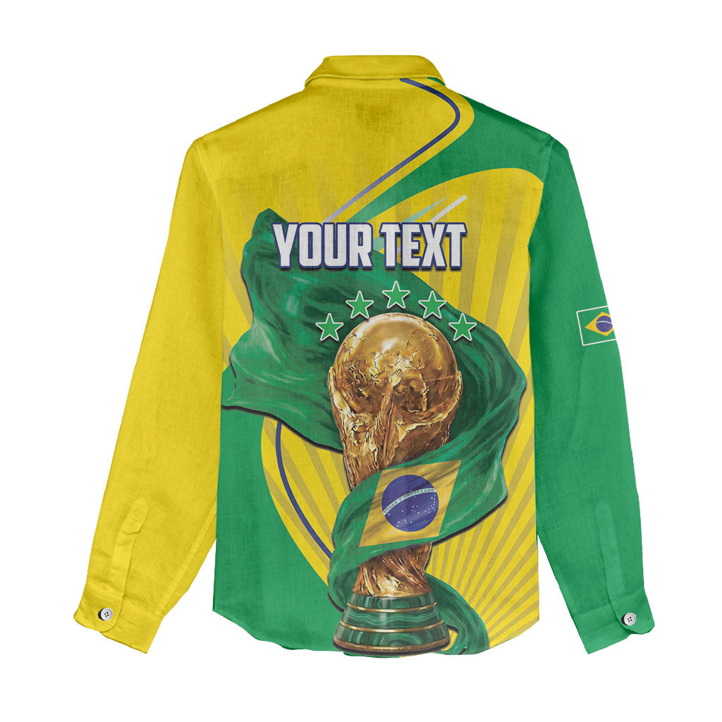 Personalized Brazil Football 2026 Women Casual Shirt Born for Glory Let Champions Rise