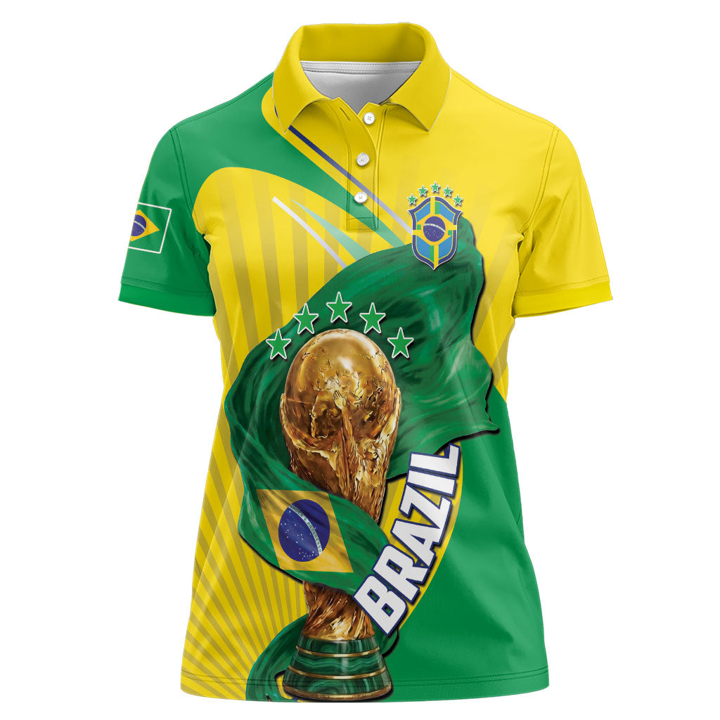 Personalized Brazil Football 2026 Women Polo Shirt Born for Glory Let Champions Rise