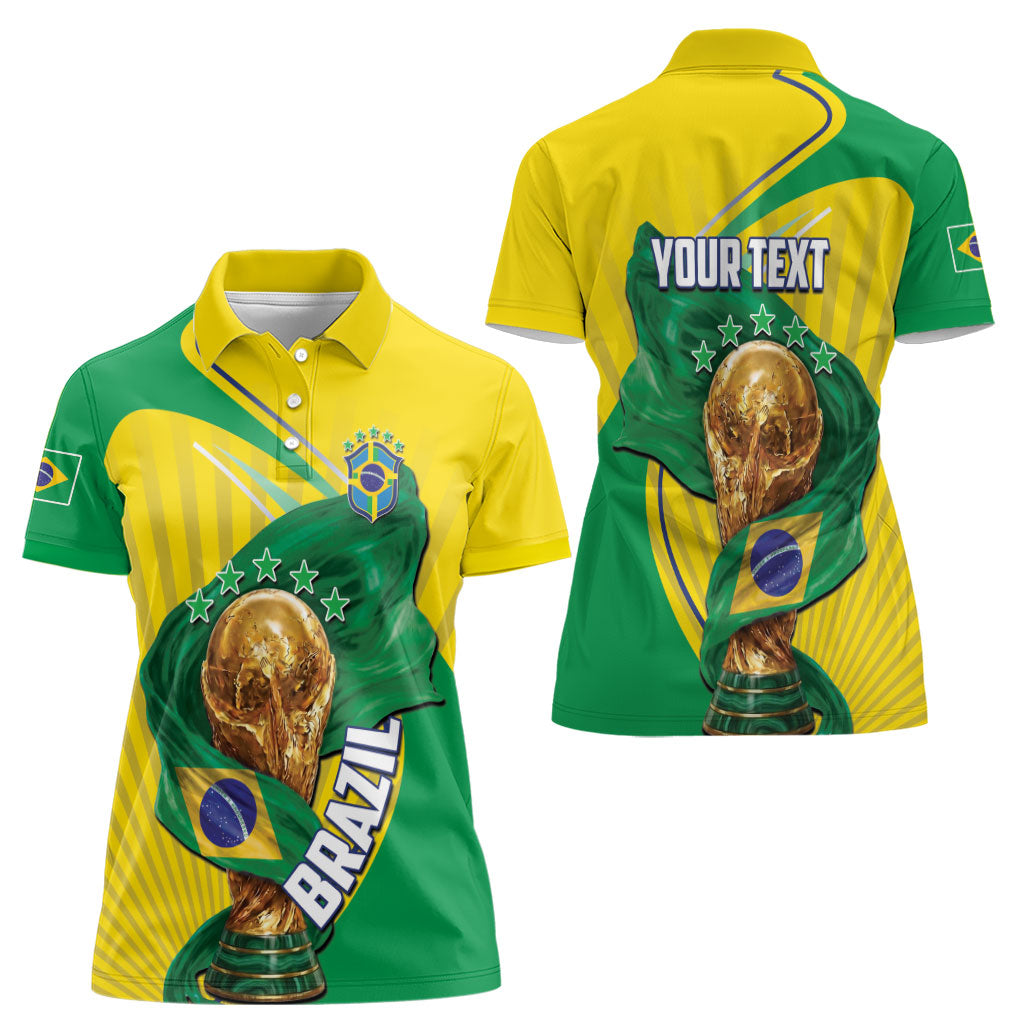 Personalized Brazil Football 2026 Women Polo Shirt Born for Glory Let Champions Rise