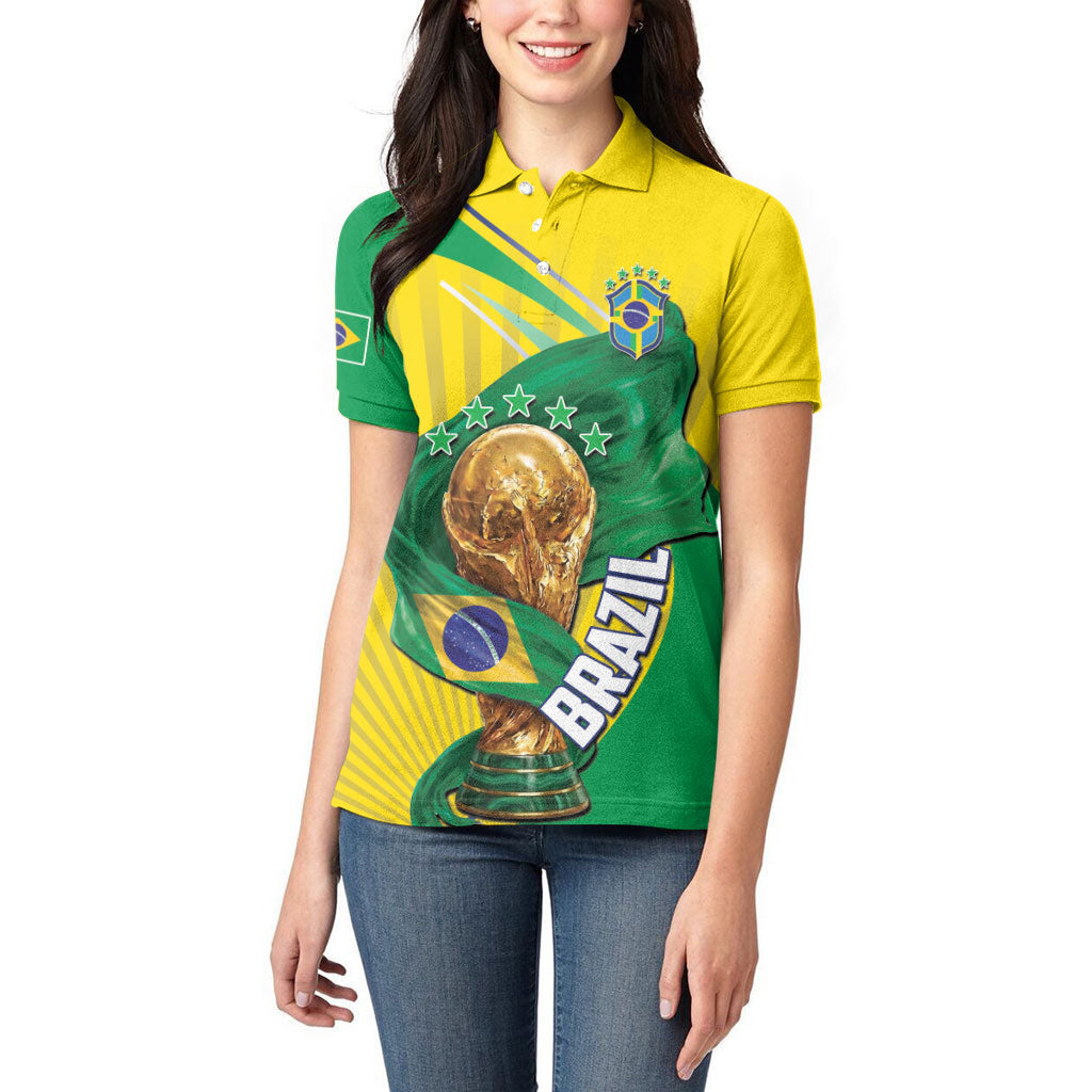 Personalized Brazil Football 2026 Women Polo Shirt Born for Glory Let Champions Rise