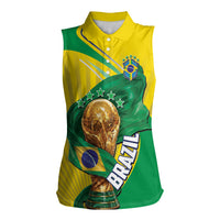 Personalized Brazil Football 2026 Women Sleeveless Polo Shirt Born for Glory Let Champions Rise