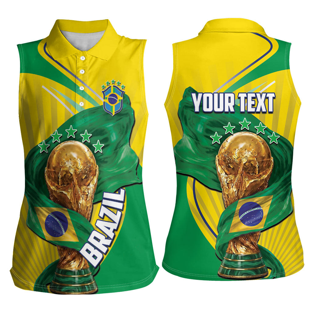 Personalized Brazil Football 2026 Women Sleeveless Polo Shirt Born for Glory Let Champions Rise