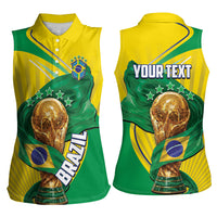 Personalized Brazil Football 2026 Women Sleeveless Polo Shirt Born for Glory Let Champions Rise