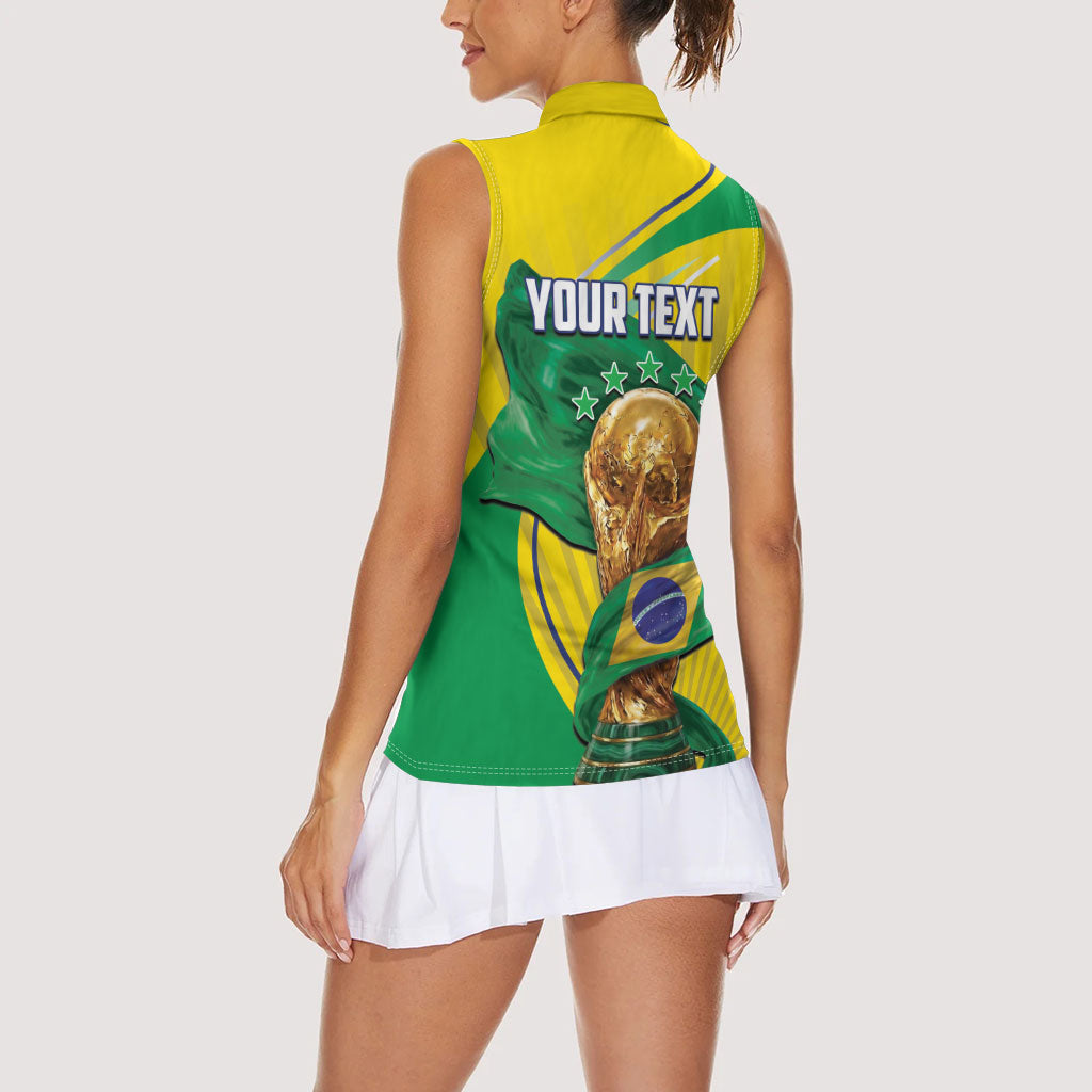 Personalized Brazil Football 2026 Women Sleeveless Polo Shirt Born for Glory Let Champions Rise