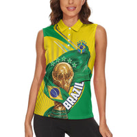 Personalized Brazil Football 2026 Women Sleeveless Polo Shirt Born for Glory Let Champions Rise